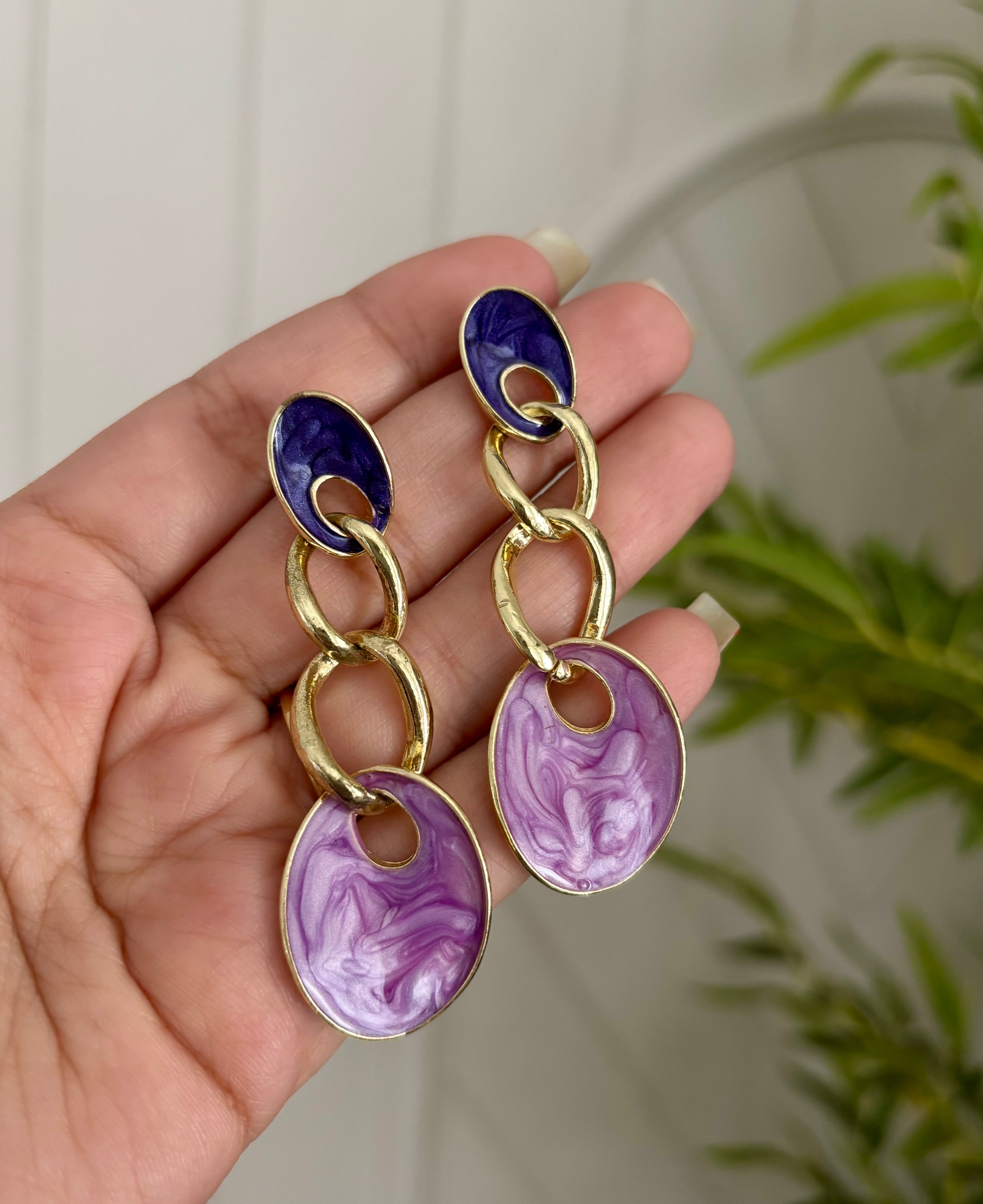 Purple Long Rings Earrings