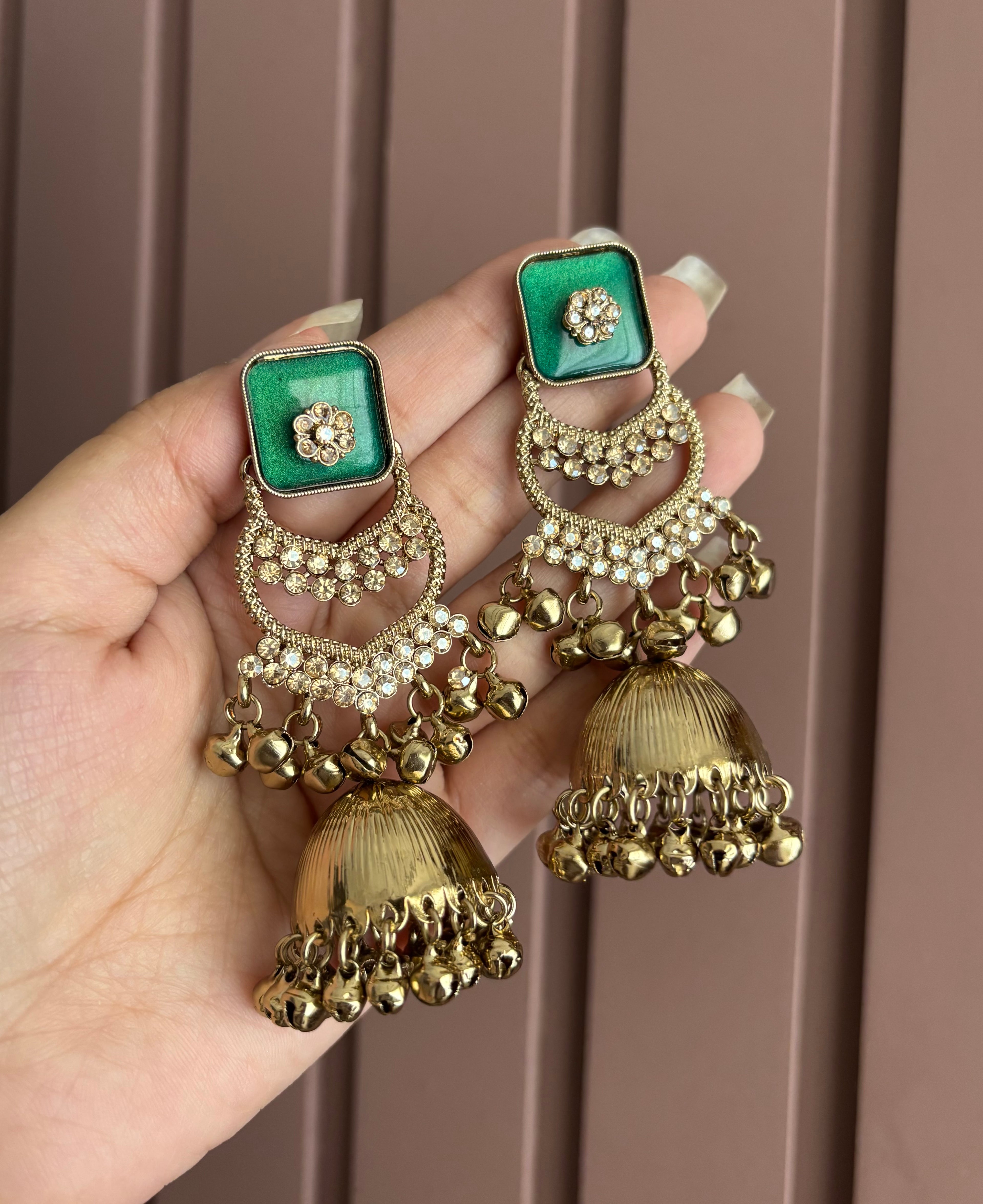 Reena Kashmiri Earrings ( Green )