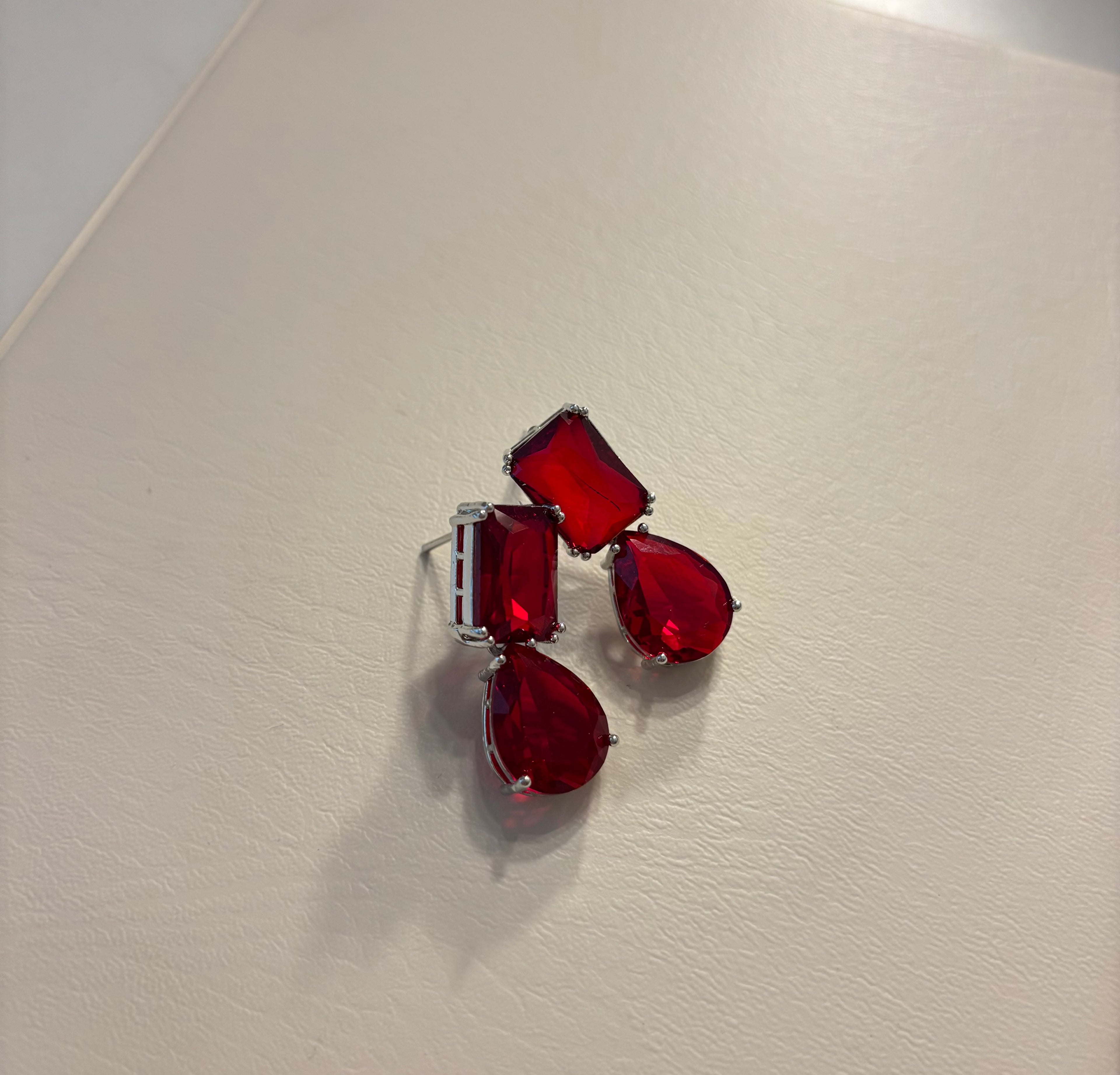 Double Red Earrings