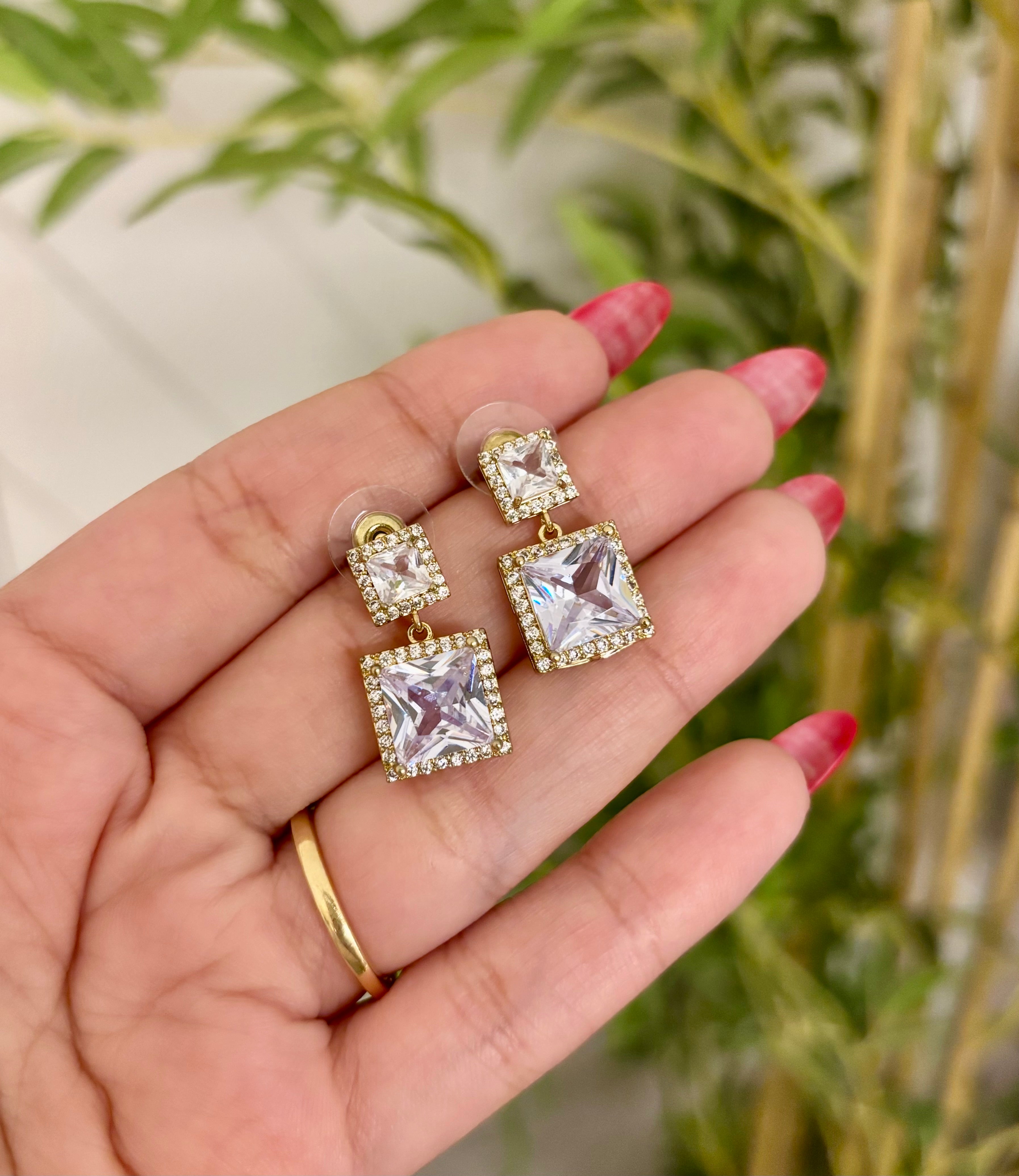 The Square Solitaire Earrings