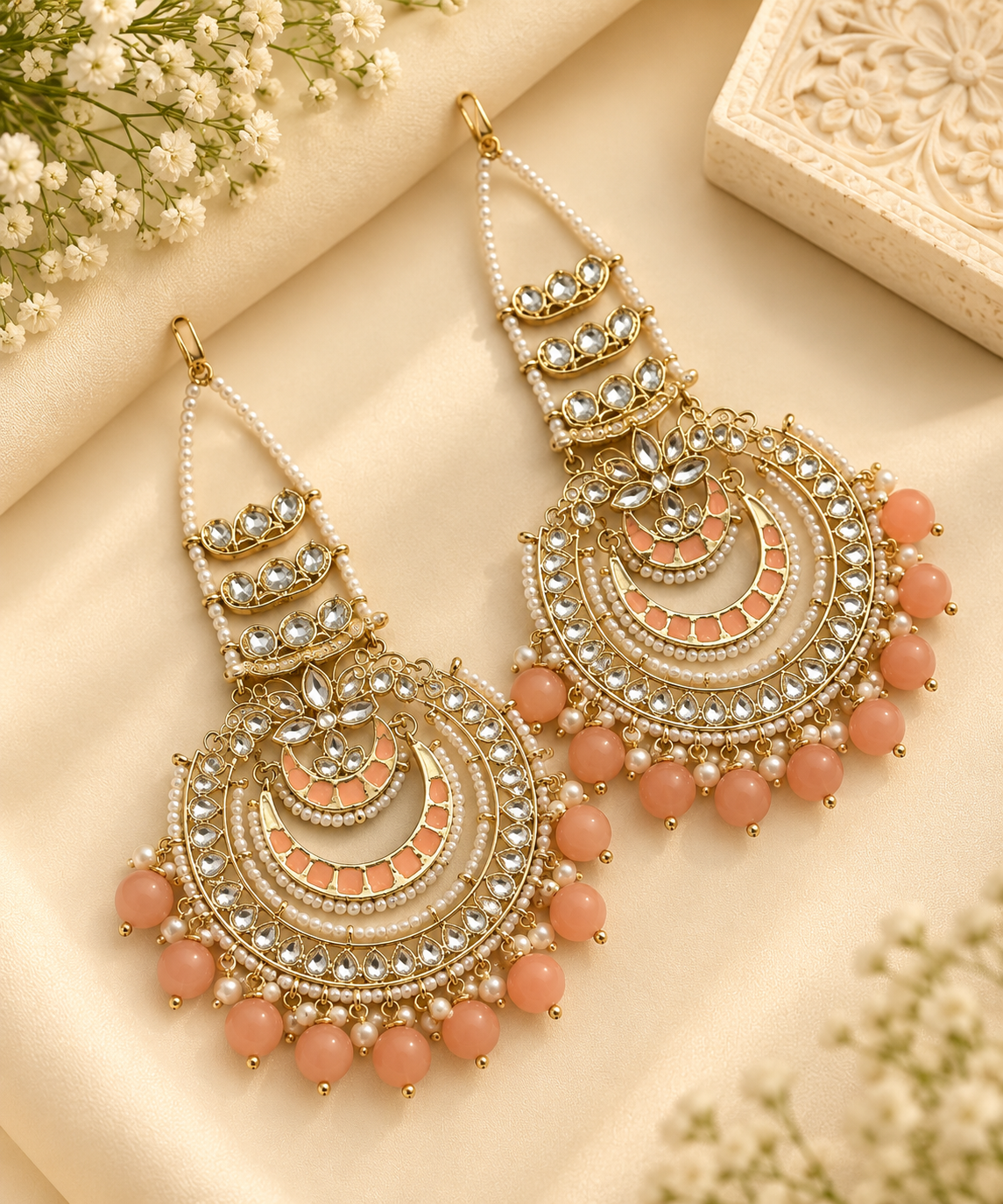 Deepika Oversized Chandbali With Sahara (Peach)