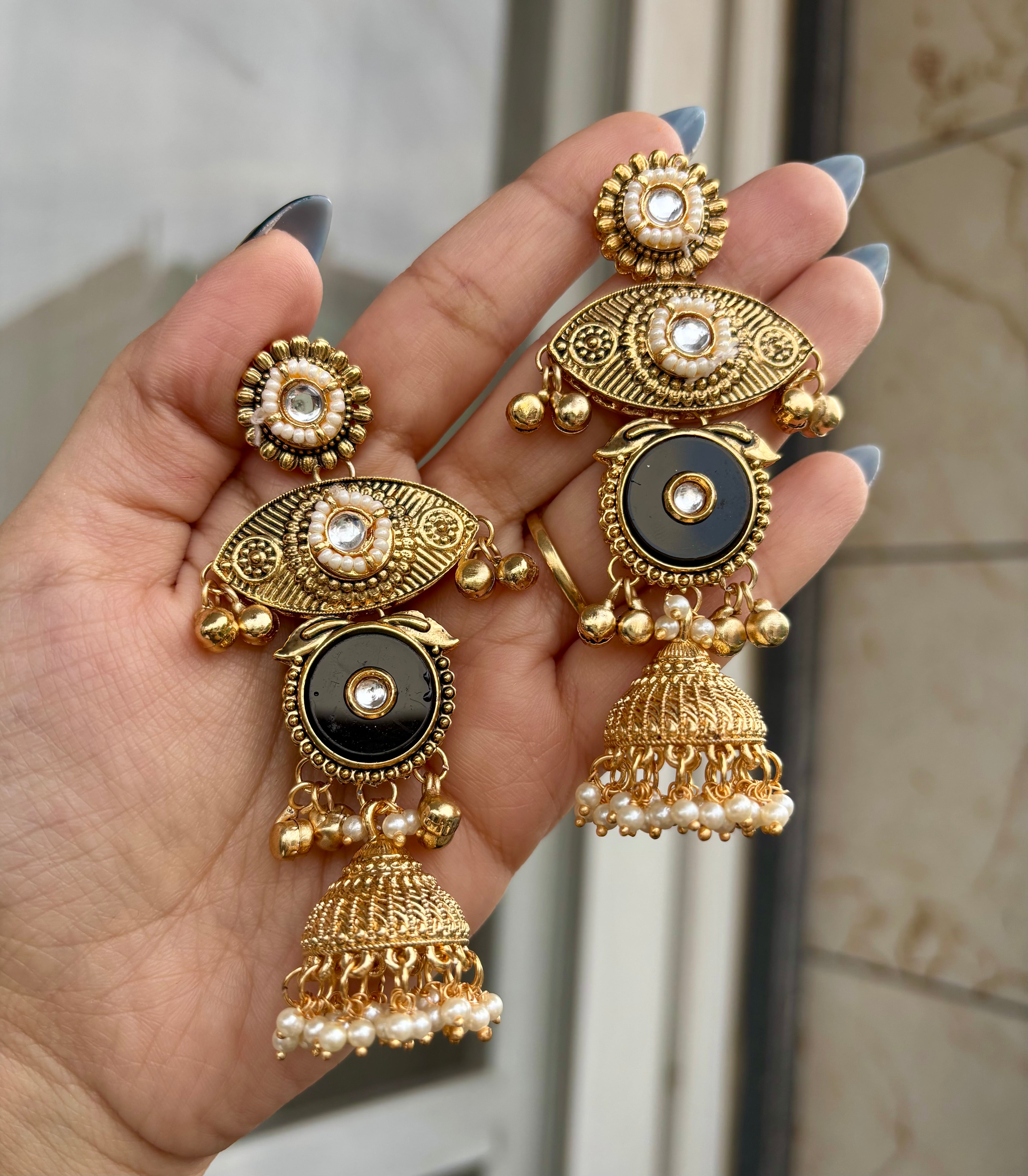 Priya Black Kashmiri Earrings