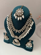 High Quality Designer Long Haar With Sleek Necklace & Mang Tikka Earrings ( Ivory )
