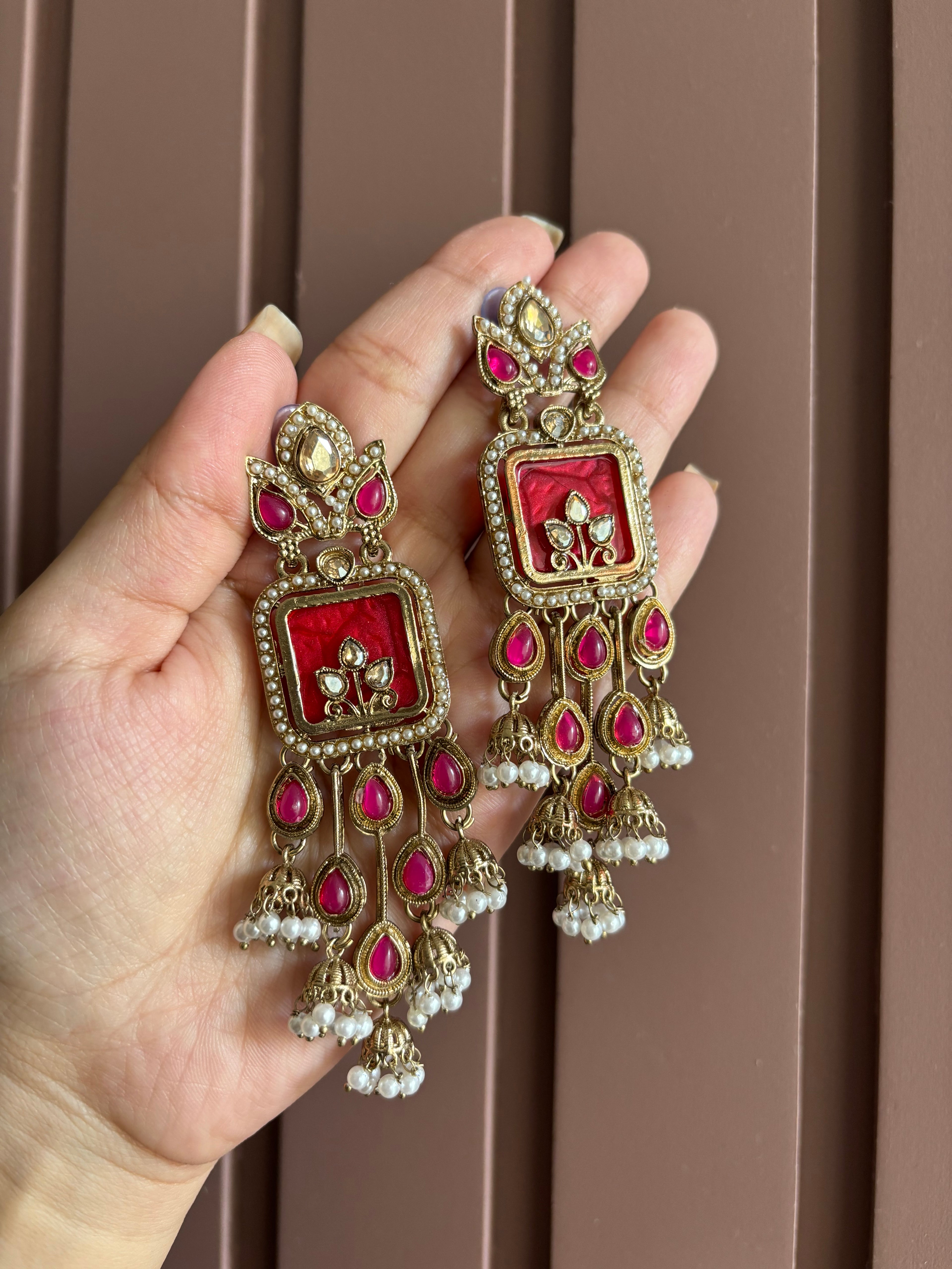 Hetal Dark Pink Earrings