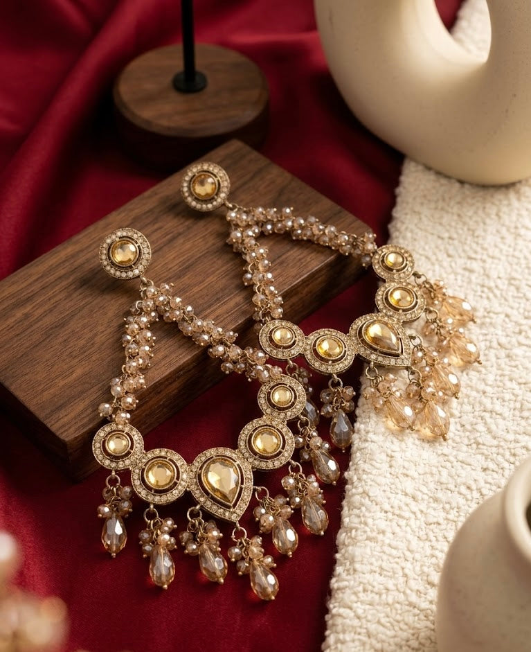 Champagne Long Statement Earrings