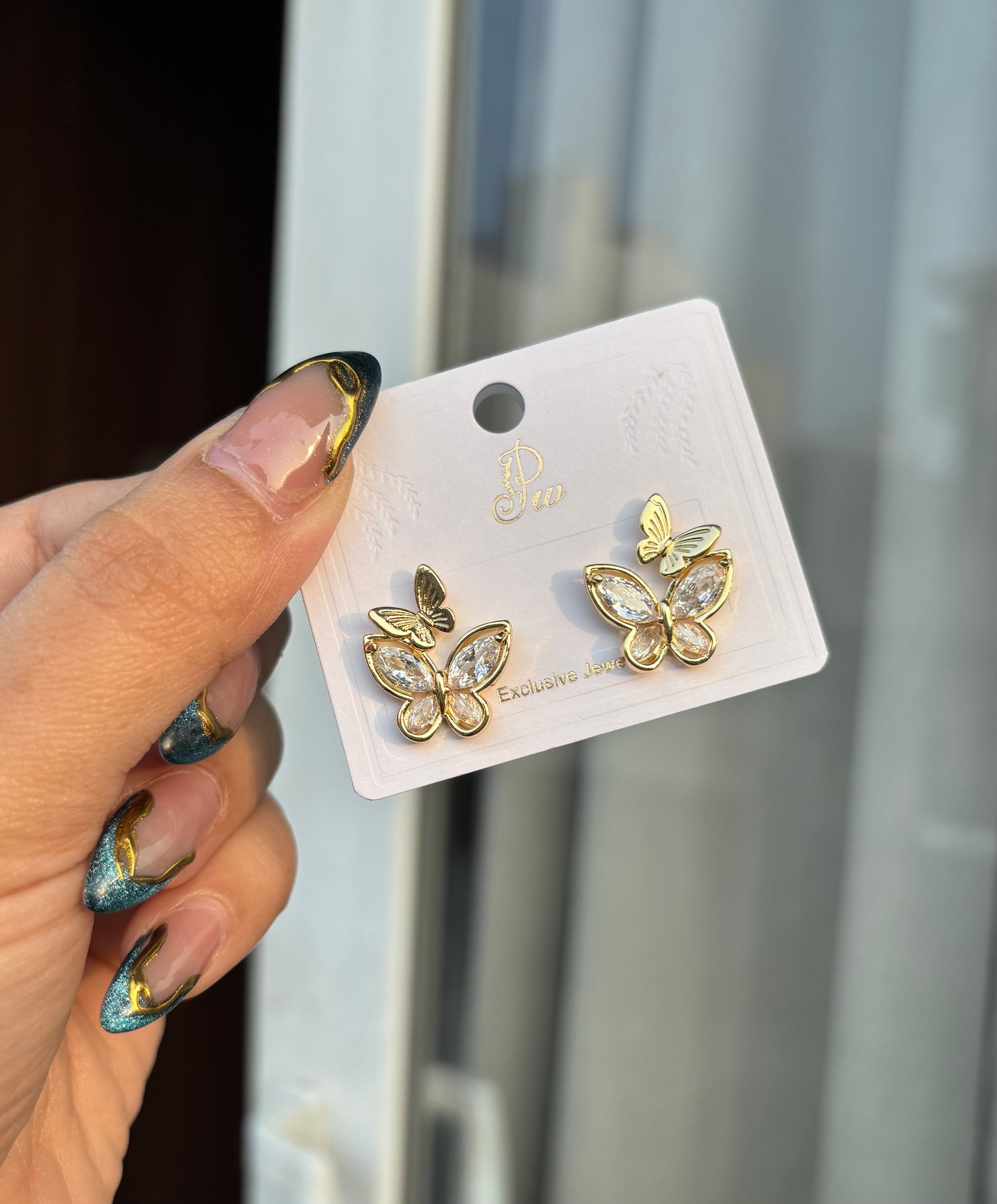 High Quality Designer Butterfly American Diamond Earrings