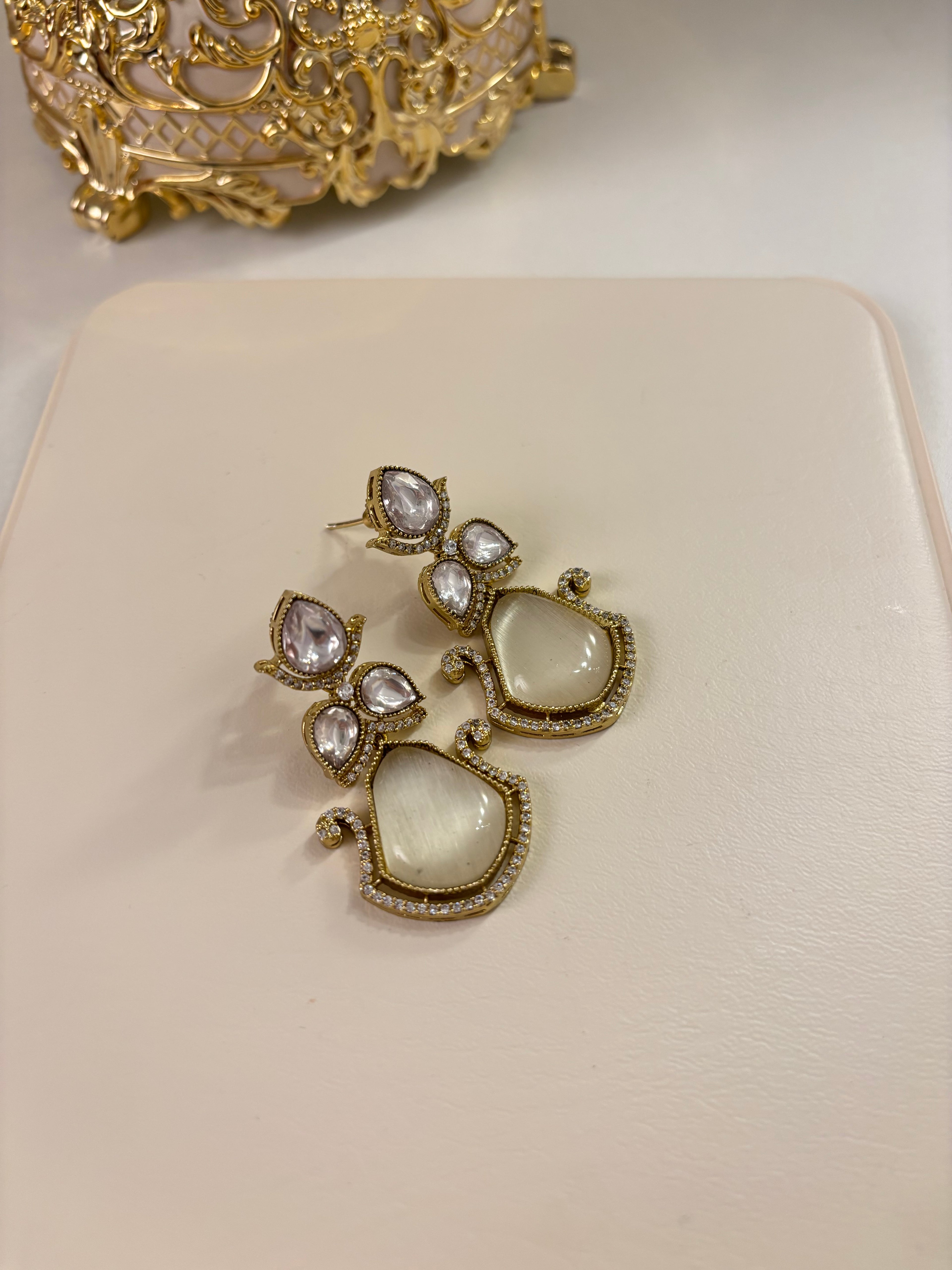 Premium Quality Moissanite Earrings (Ivory)