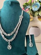 Double Layer Long Necklace With Earrings
