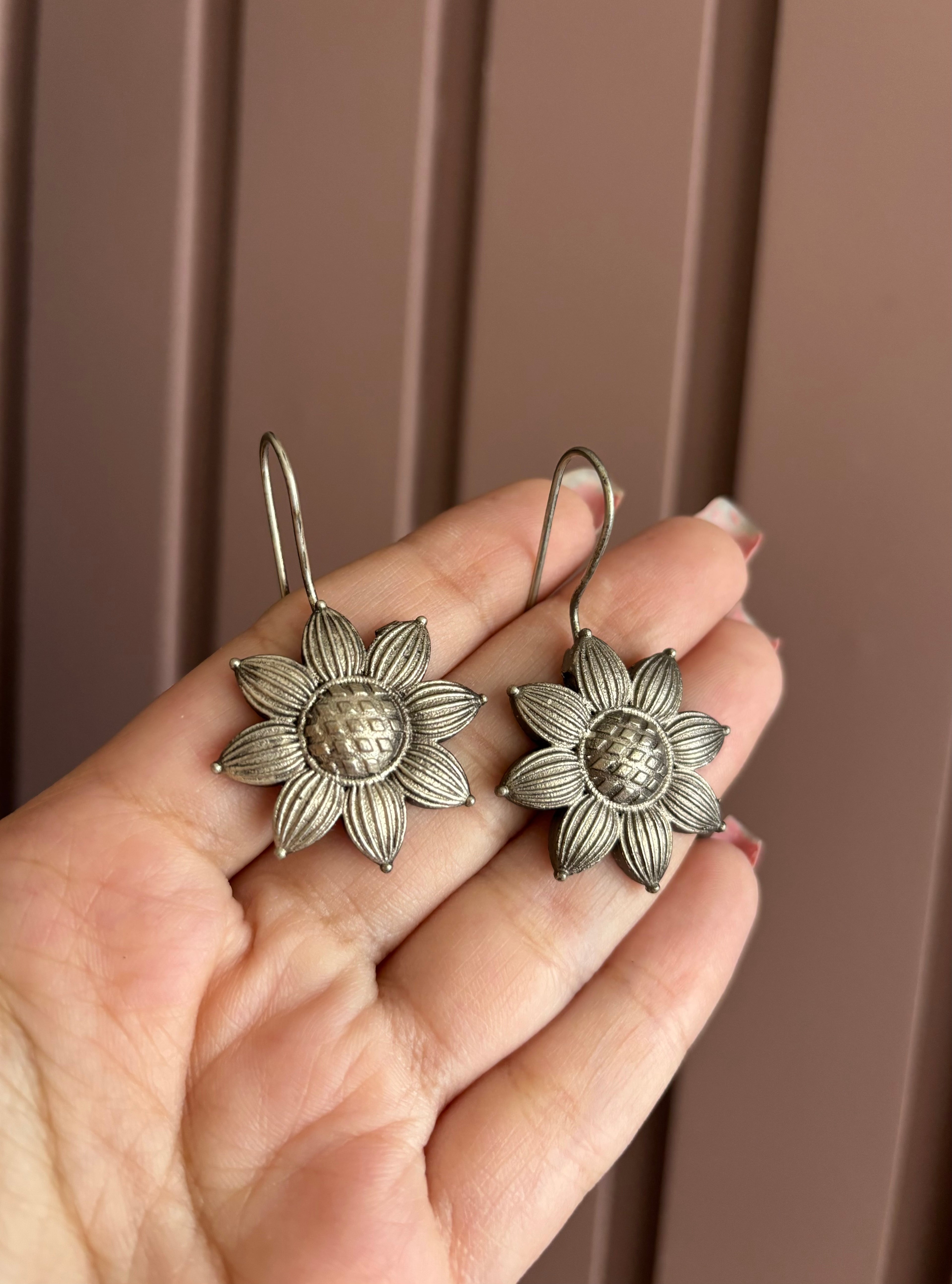 Sunflower Premium Silver Earrings