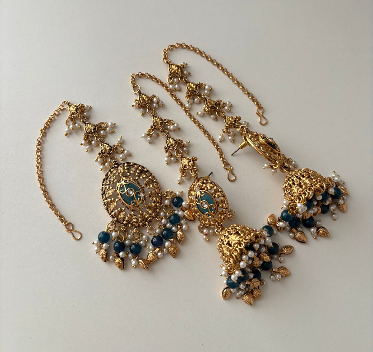 Sonal Punjabi Style Mang Tikka & Jhumkas With Sahara (Rama Green)