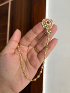 Flower Stud Pachi Kundan & CZ Press On Nose Pin With Side Layer