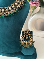 Navida Classy Necklace With Mang Tikka & Chandbali Earrings (Emerald)