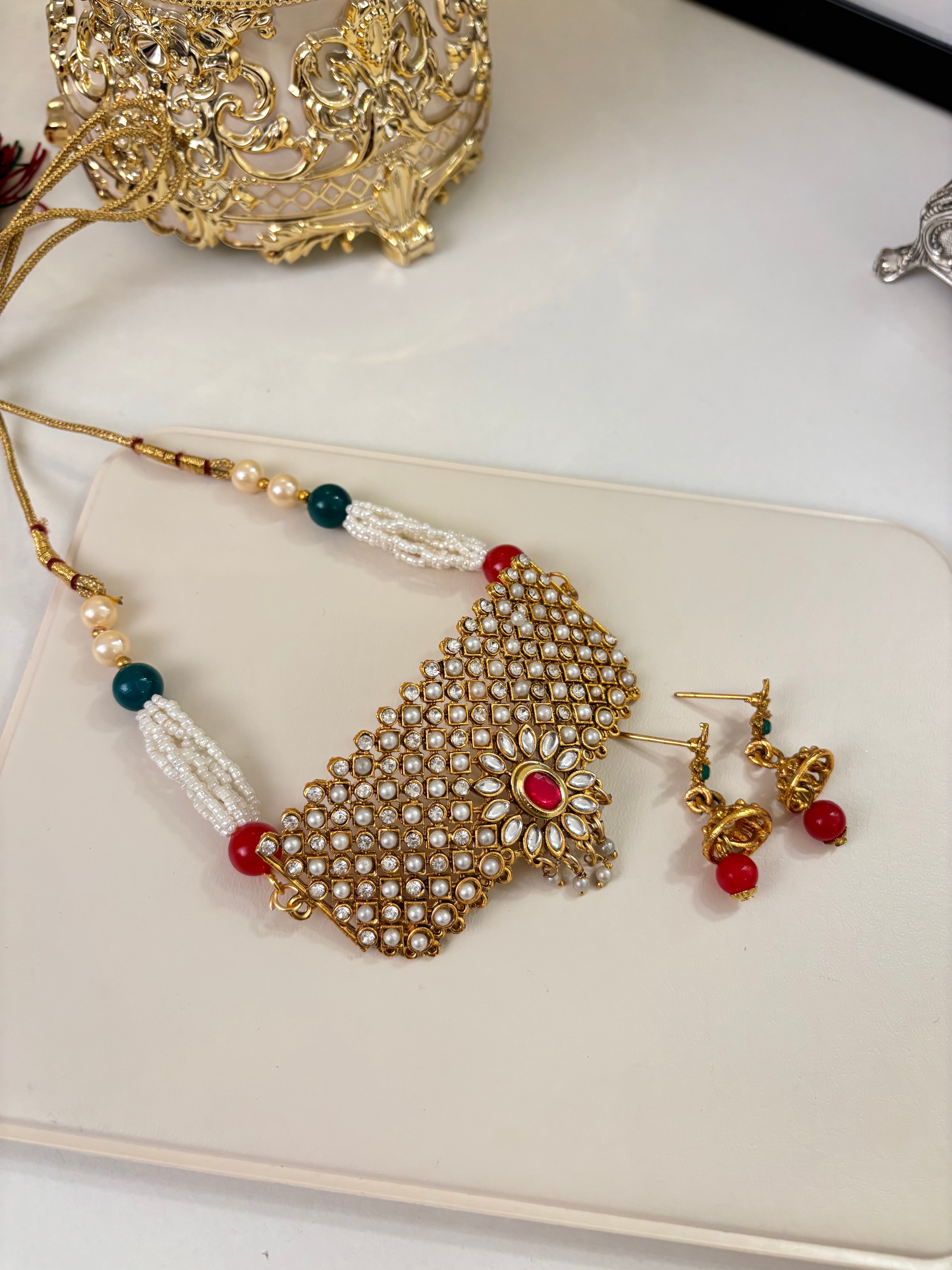 Choker Look Set With Jhumkas