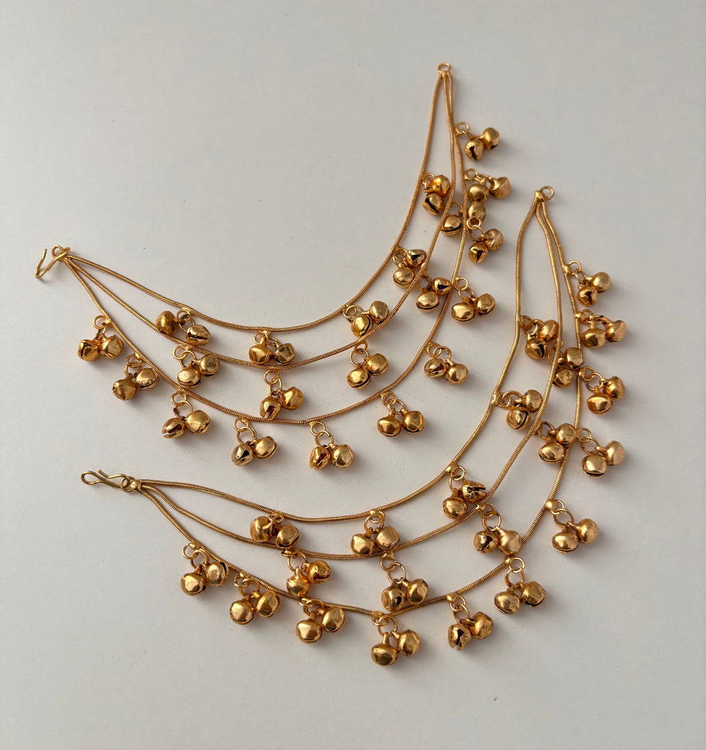 Avni Kashmiri Long Earrings With Detachable Earchain (Ruby/Emerald)