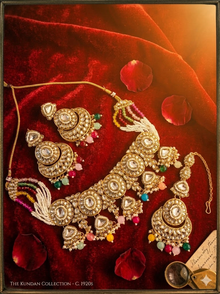 Aisha Heavy Look Choker Set With Mang Tikka & Earrings ( Multi )