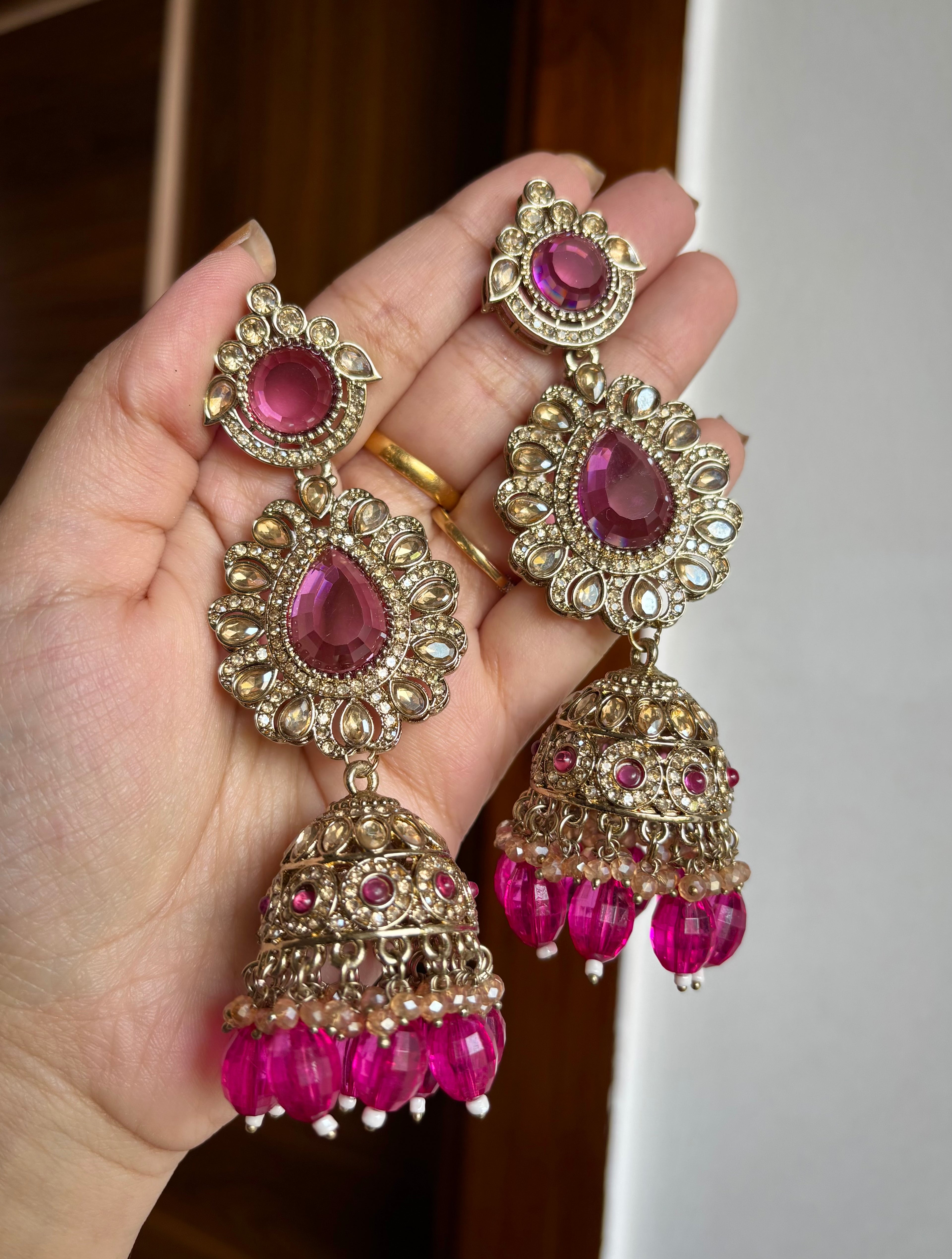 Flower Long Pink Earrings