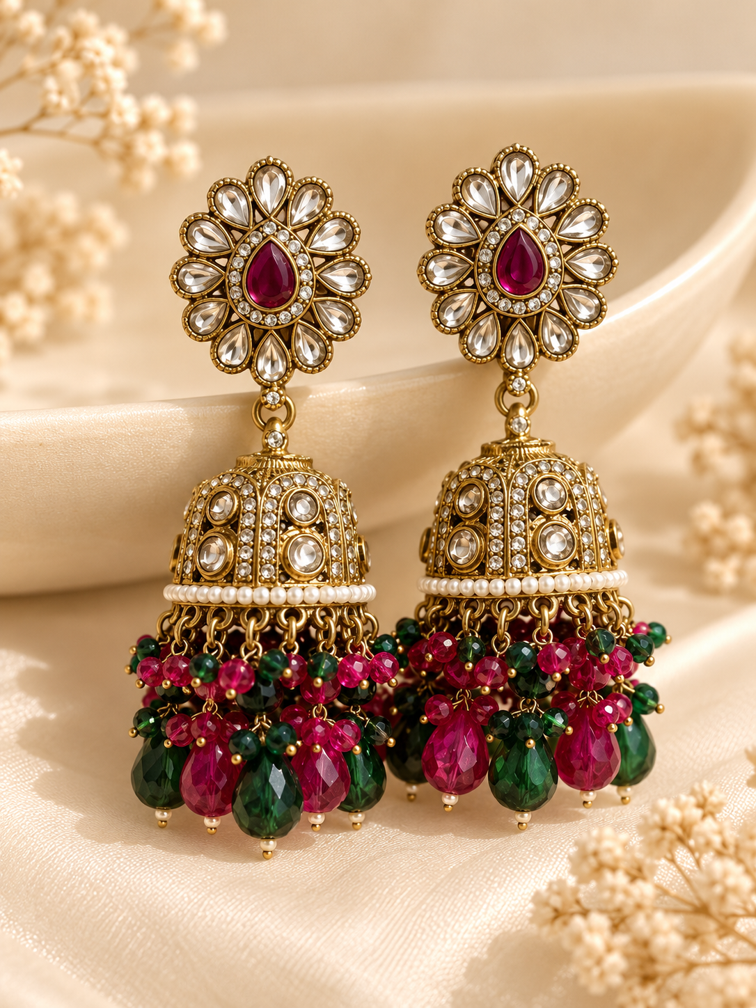 Ruby & Green Mix Jhumki