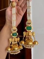Shazia Premium Kashmiri Earrings With Pearls Touch Sahara (Green)