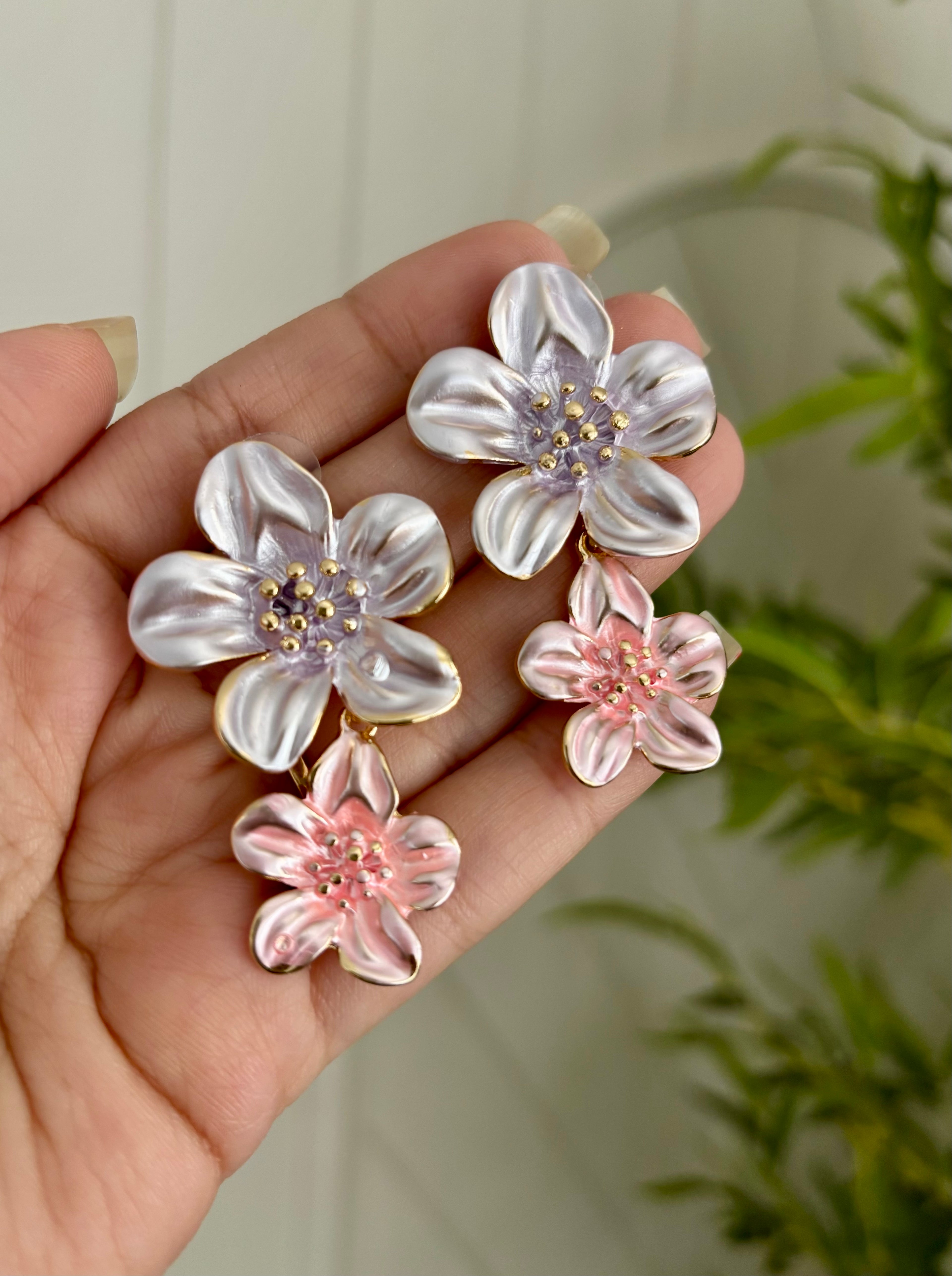 Candy Double Tone Flower Earrings