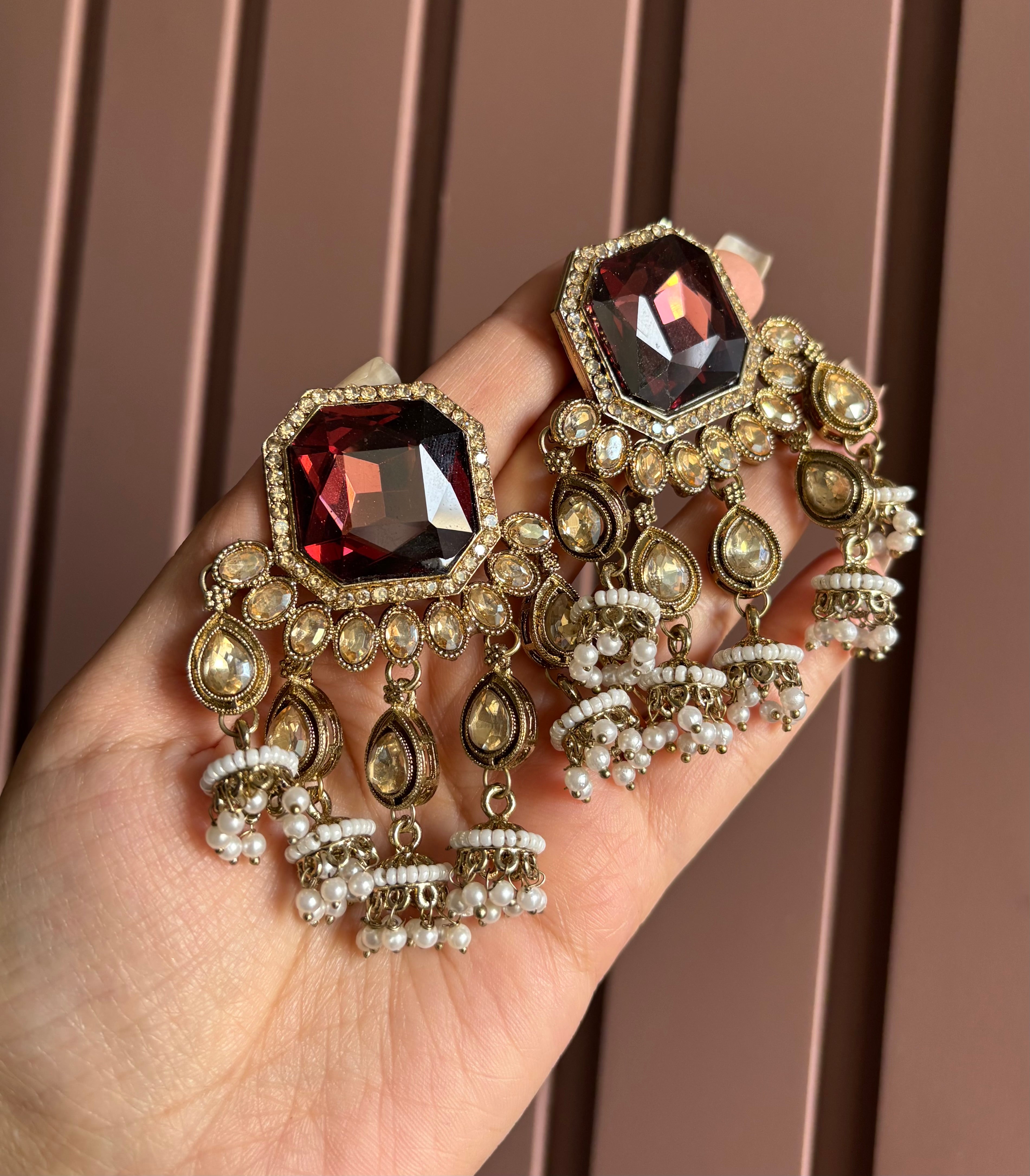 Anjali Dark Onion Designer Earrings