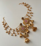 Rashmika Kashmiri Jhumkas With Detachable Earchain (Pink)
