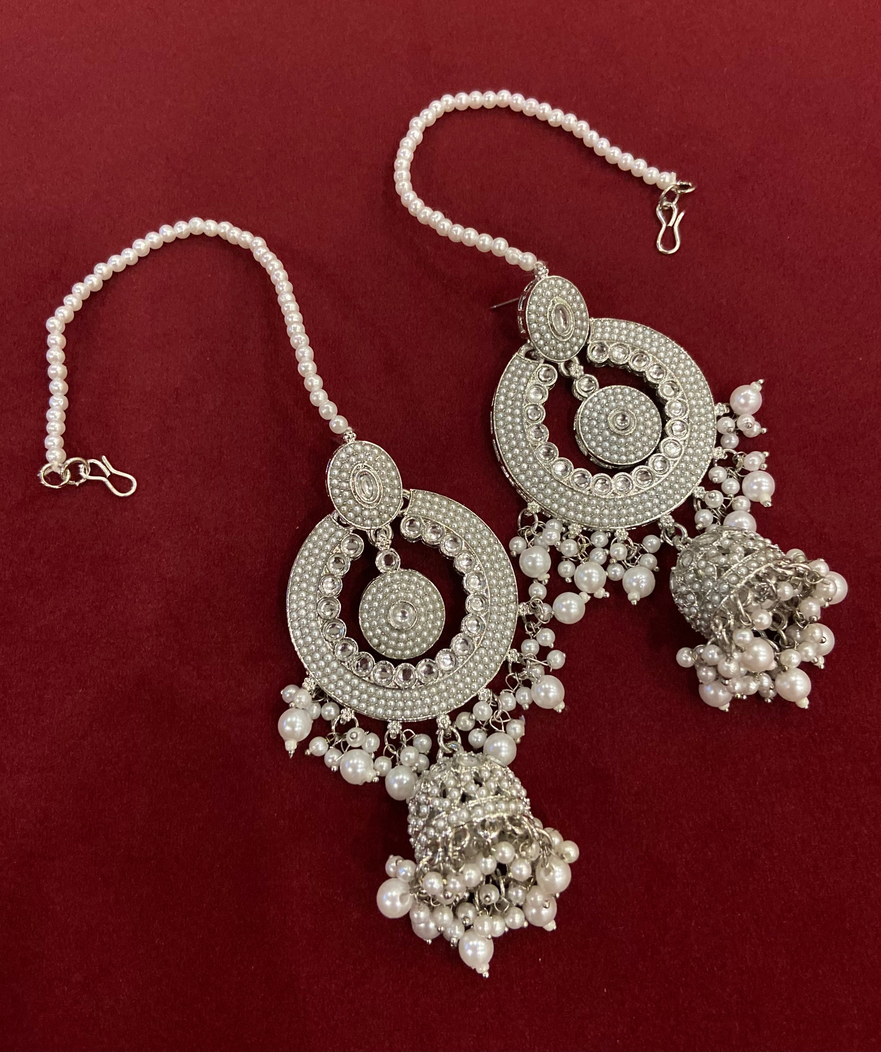 Silver Chandbali Jhumkas With Sahara