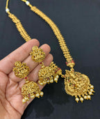 High Quality Long Laxmi Temple Rani Haar With Jhumkas