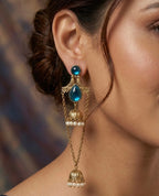 Simran Long Kashmiri Earrings ( Blue )