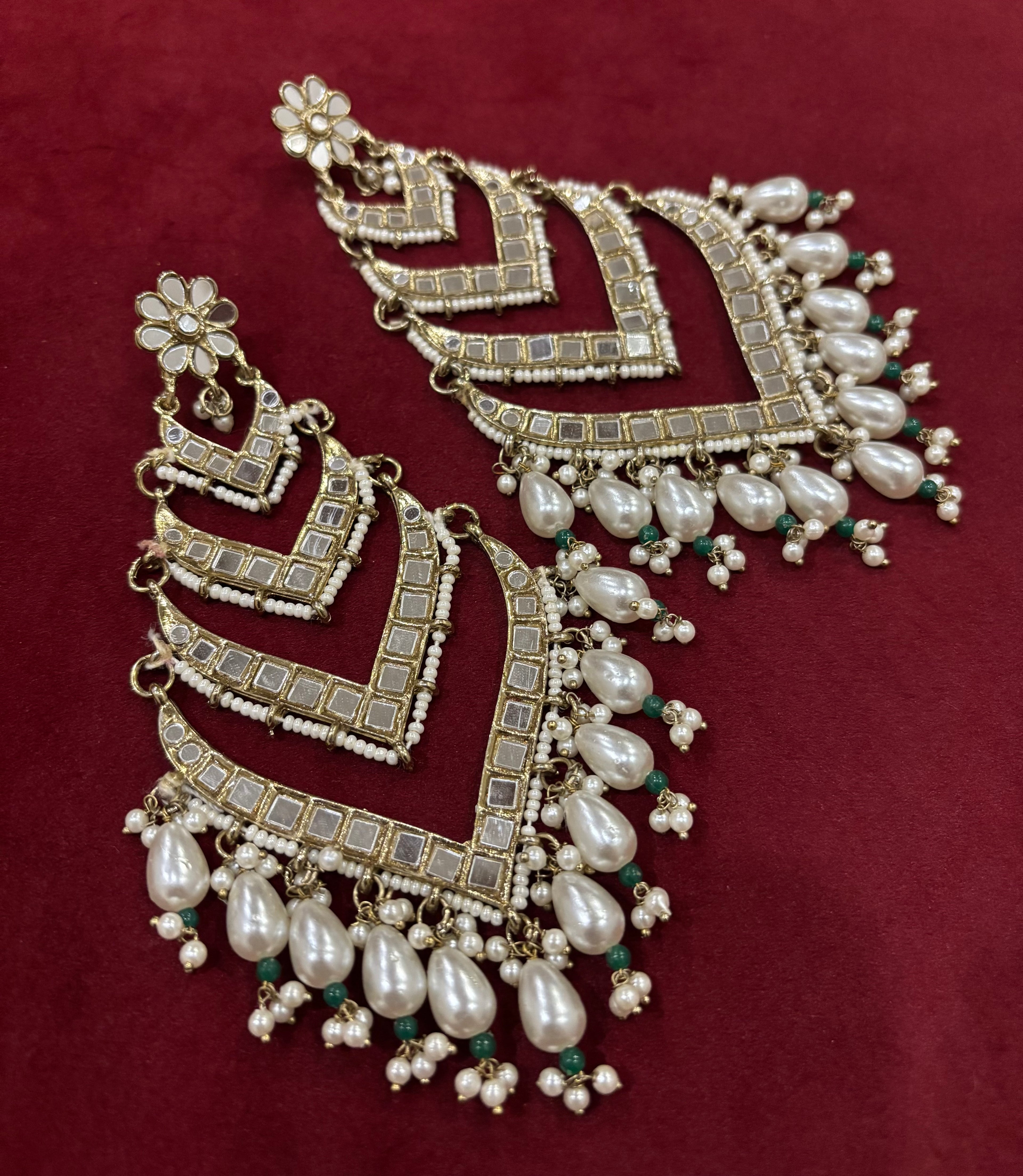 High Quality Designer Long Mirror Cut Earrings