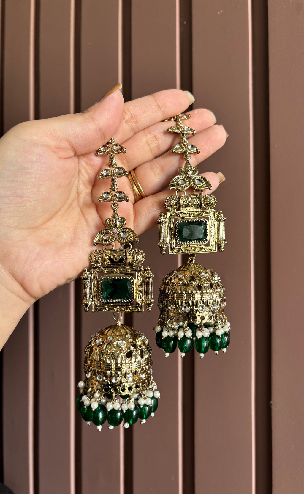 Champa Heavy Look Jhumkas With Sahara (Green)