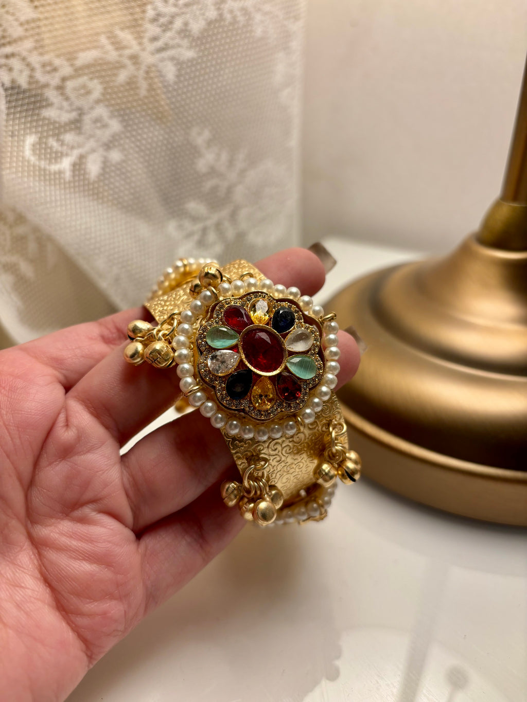 Victorian Navratan Brass Premium Adjustable Bracelet