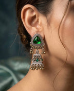 Silver & Golden Double Tone Touch Tri Jhumkas