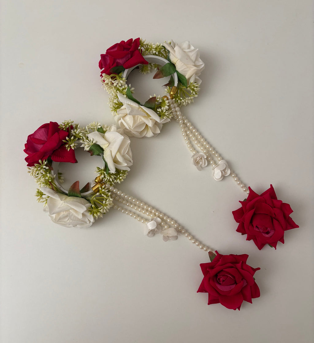 Floral Kaleera (White/Dark Pink) Adjustable Size