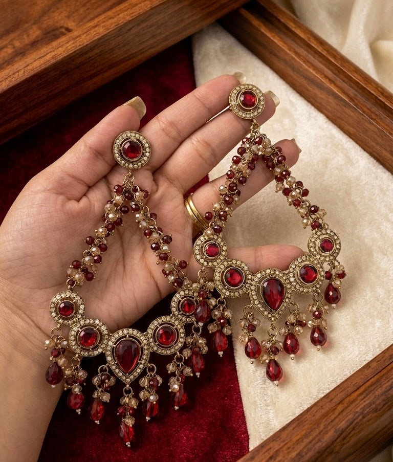 Maroon Chandbali Earrings