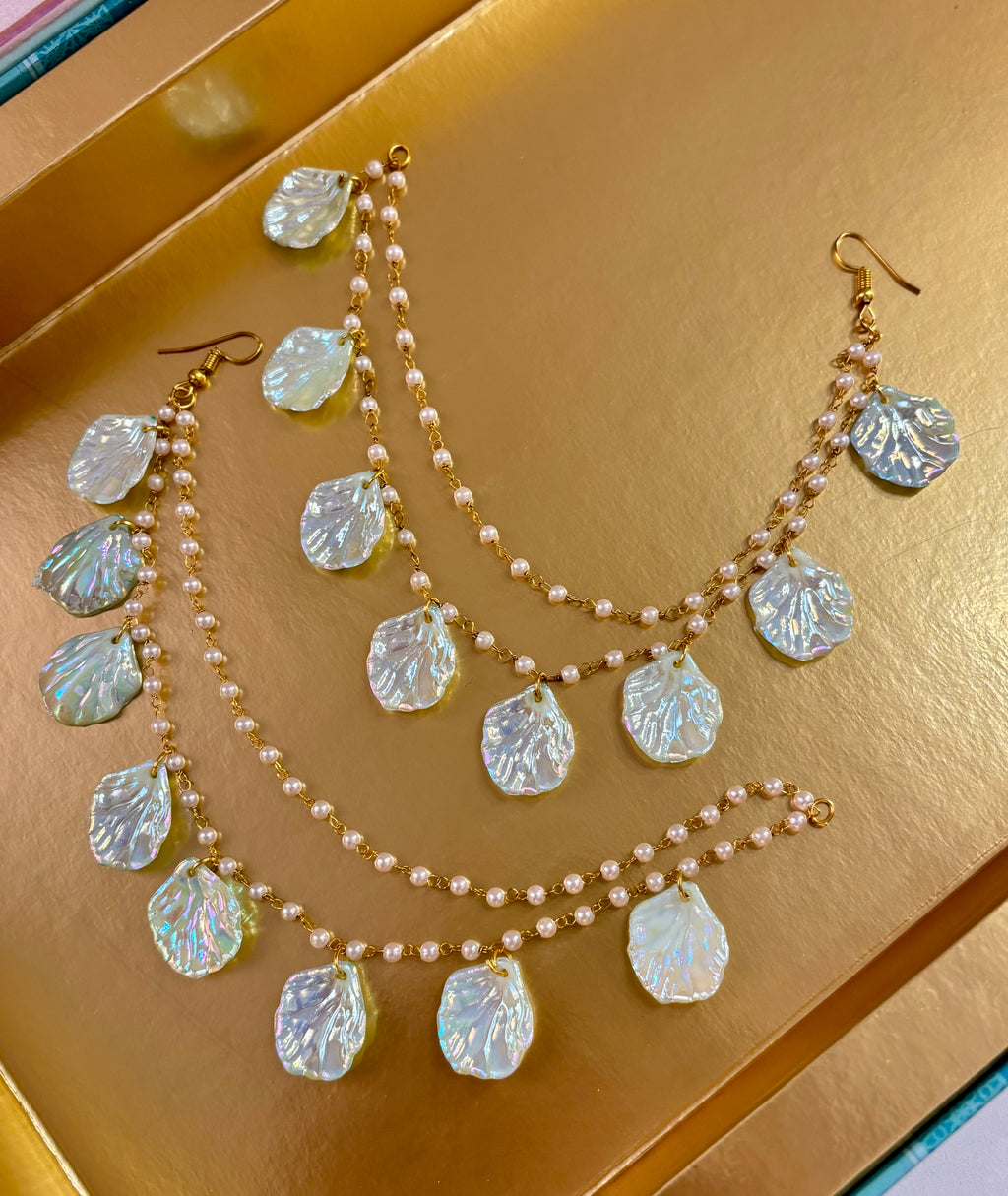 Mint Rose Petal Earrings