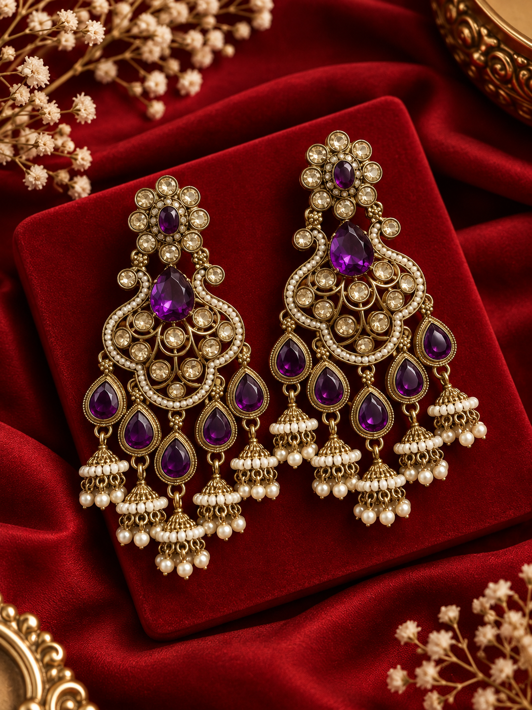 Sonia Dazzling Earrings (Purple)