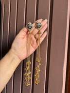 Navy Blue Kashmiri Long Earrings