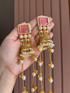 High Quality Designer Tanisha Jhumkas With Long Layers ( Pink )