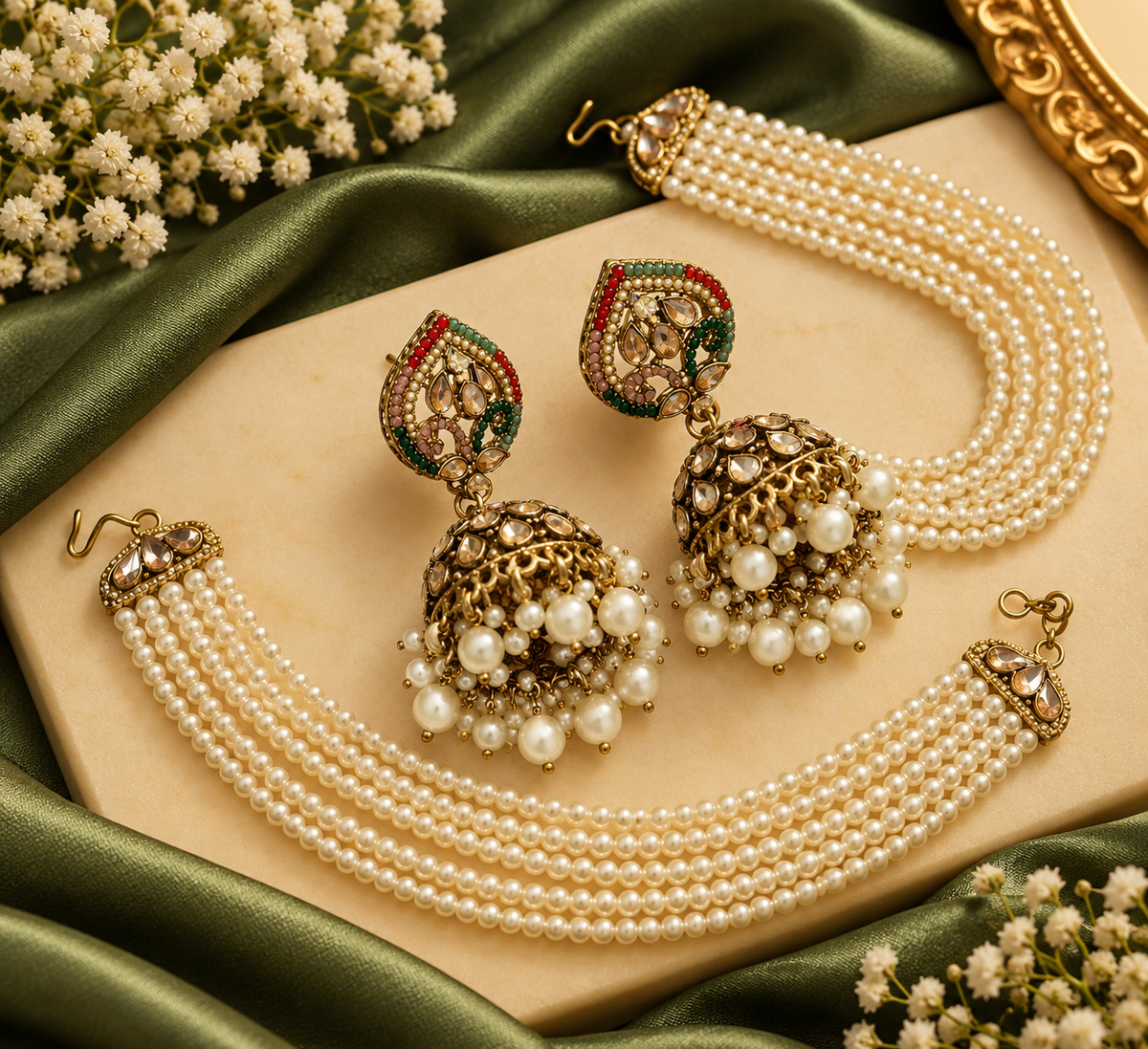Priyanka Jadau Jhumki With Detachable Earchain (Jadau)
