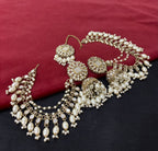 High Quality Designer Premium Quality Full Mirror Work Mang Tikka & Jhumkas With Side Layers