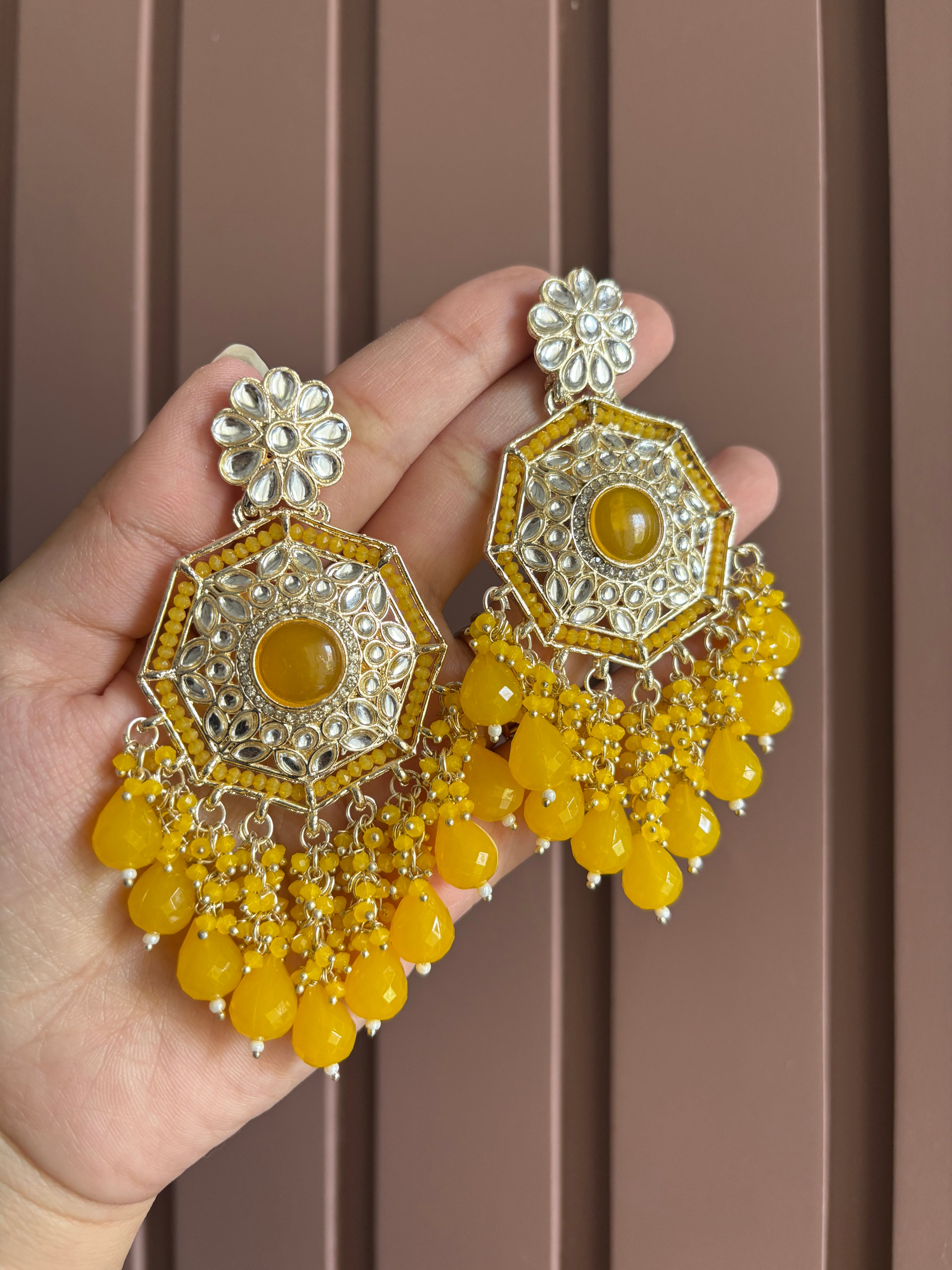 High Quality Designer Yellow Earrings