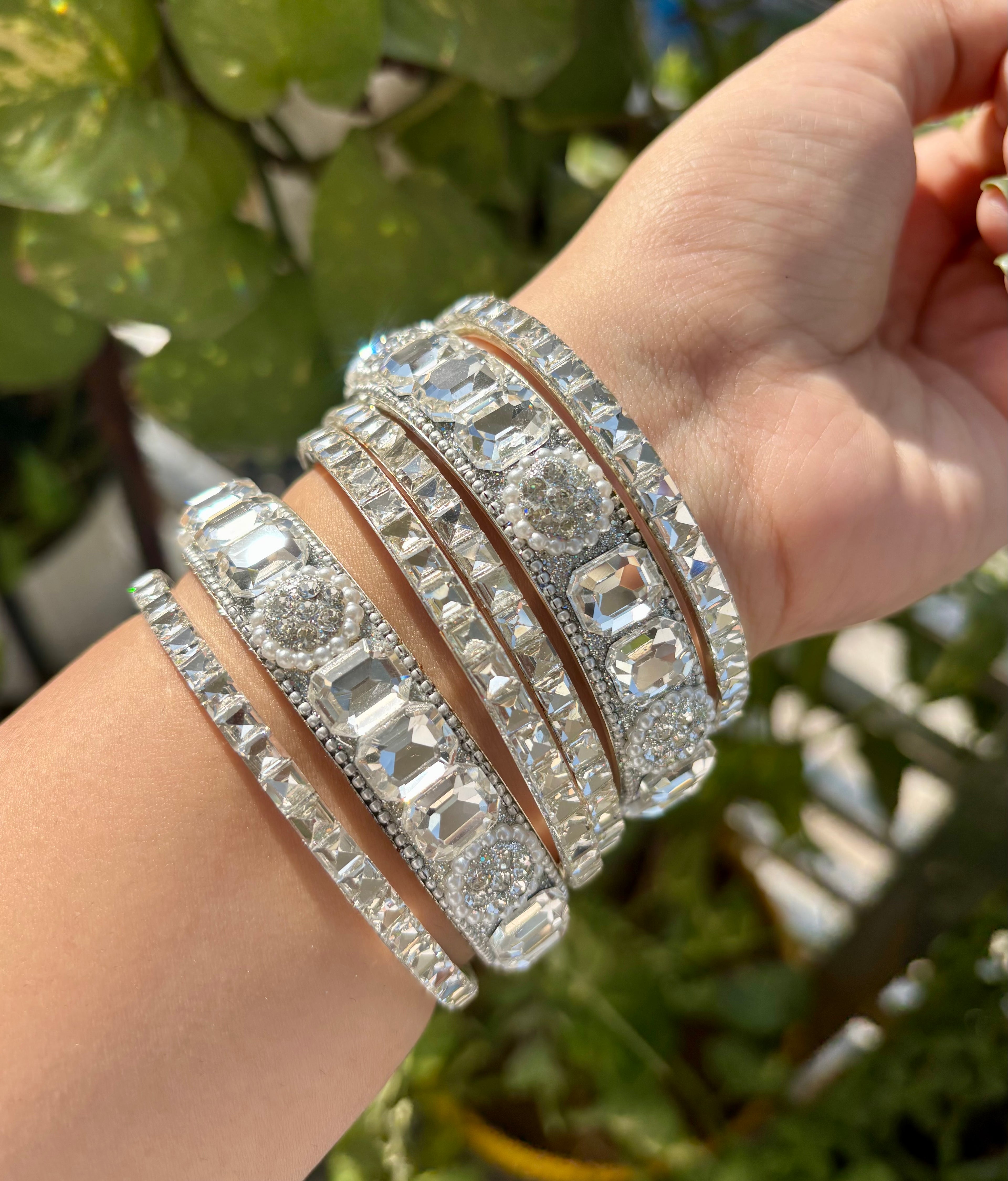 Silver Bling Bangles Set