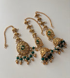 Sonal Punjabi Style Mang Tikka & Jhumkas With Sahara (Green)
