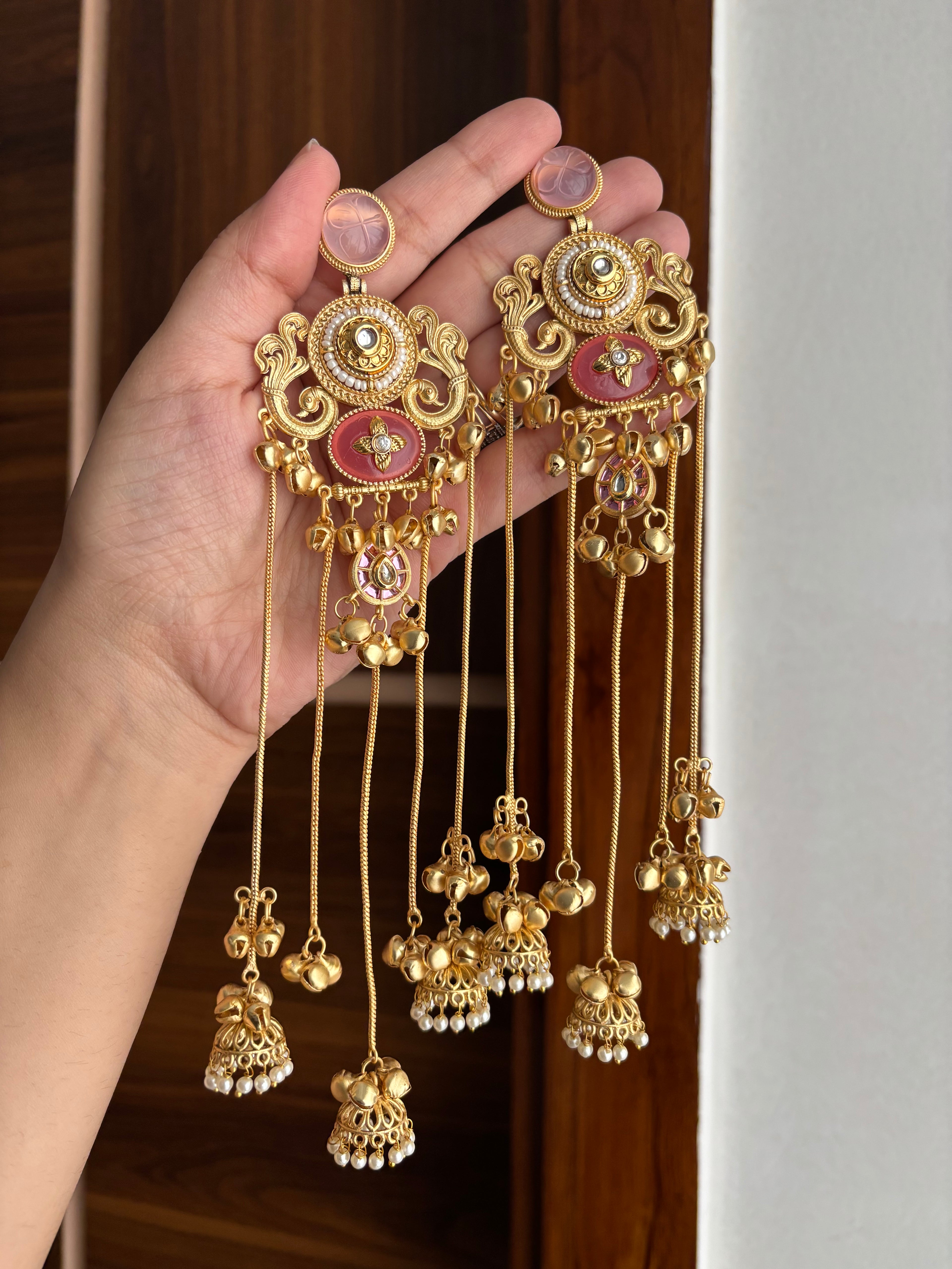 Chanchal Kashmiri Earrings (Pink)