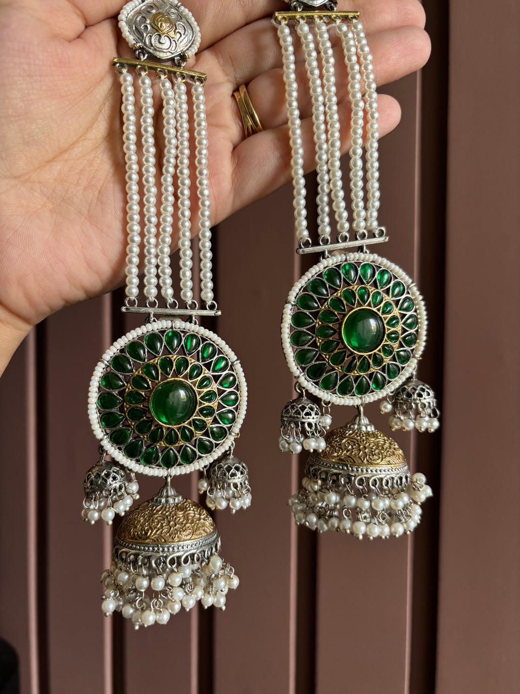 Gurpreet Dual Tone Jhumke With Sahara (Green)