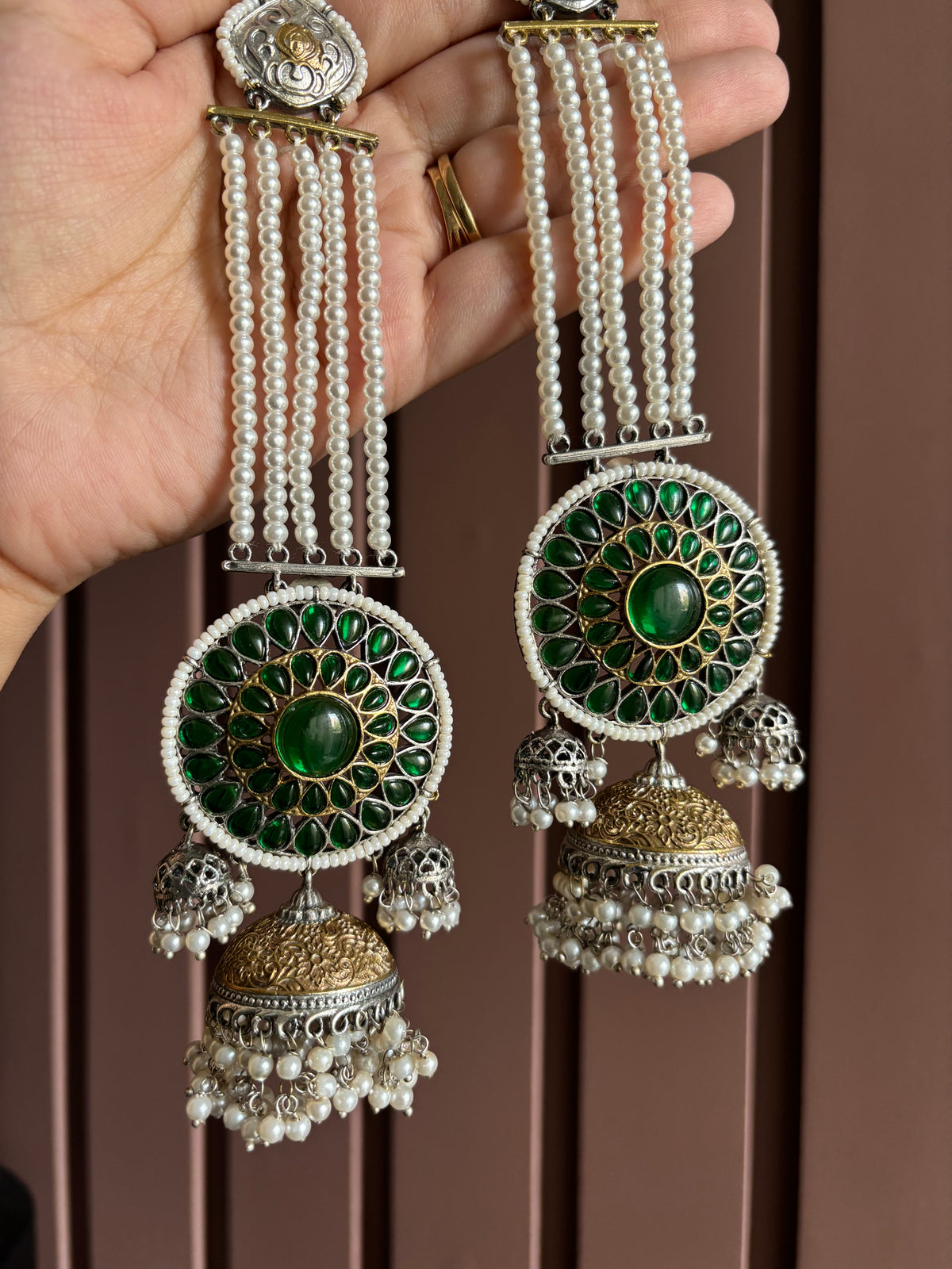 Gurpreet Dual Tone Jhumke With Sahara (Green)