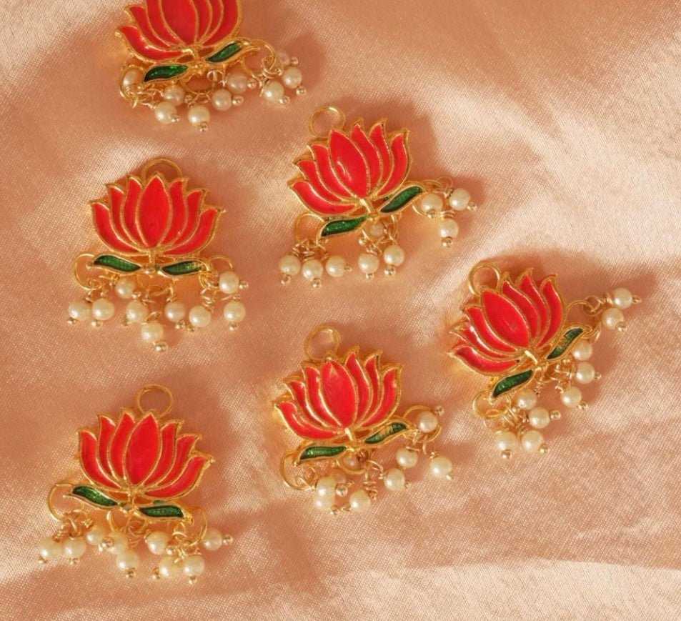 Pink Lotus Hair Pins ( Set Of 6 ) 🪷
