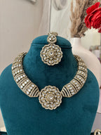 Royal Kundan Hasli Look Necklace With Mang Tikka & Earrings