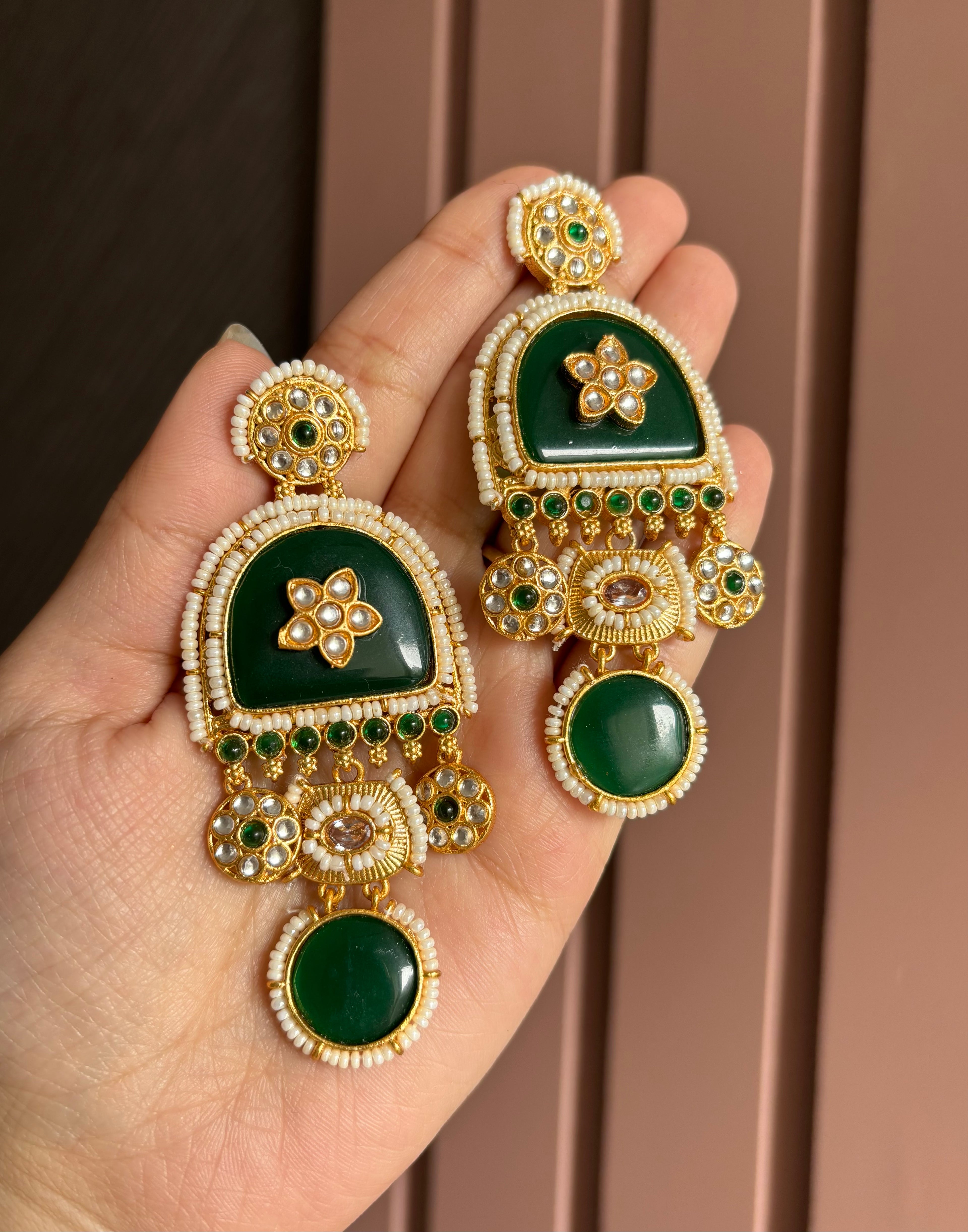 Tripati Designer Green Earrings