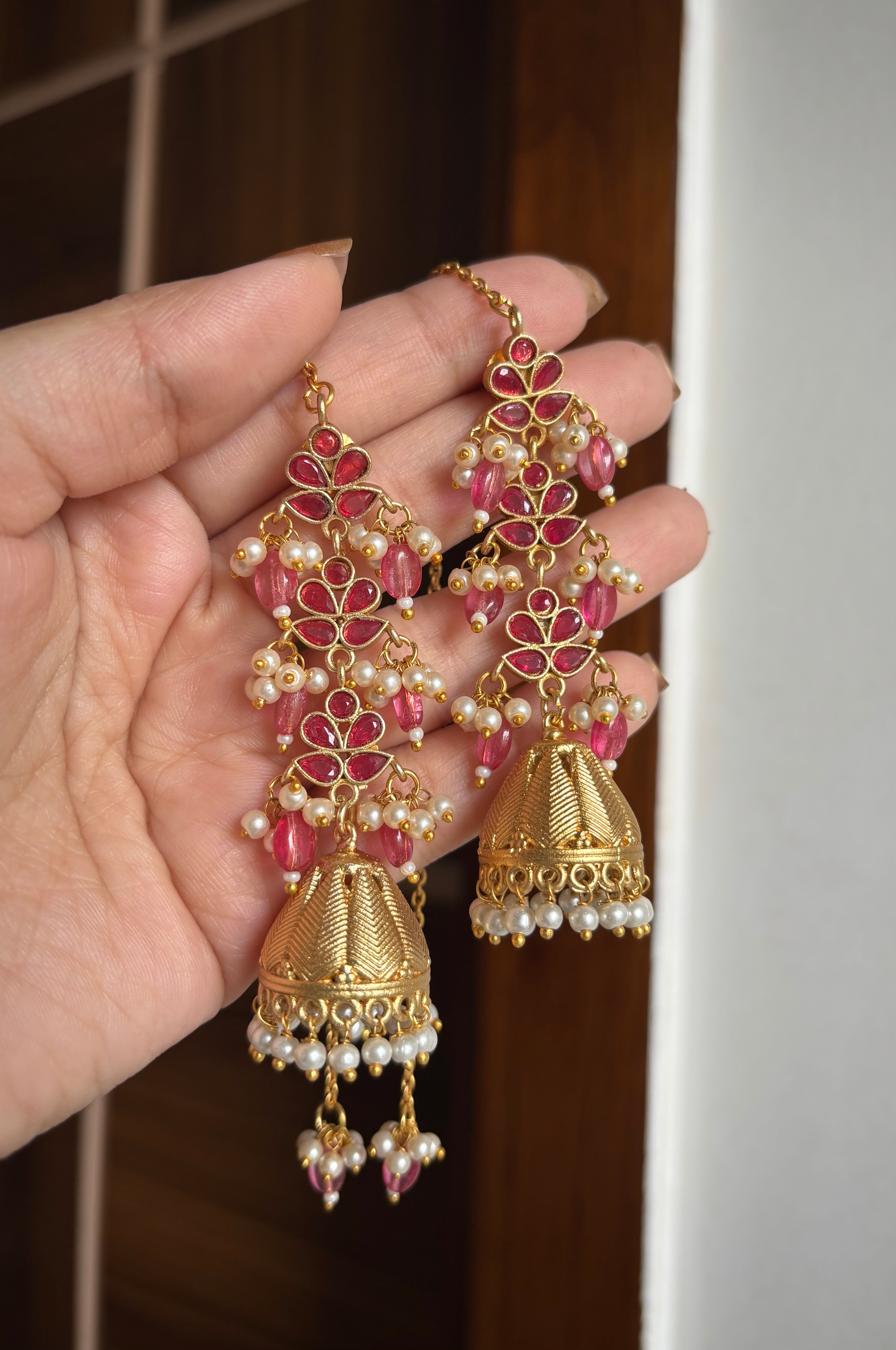 Rooh Statement Brass Jhumkas (Mazanta)